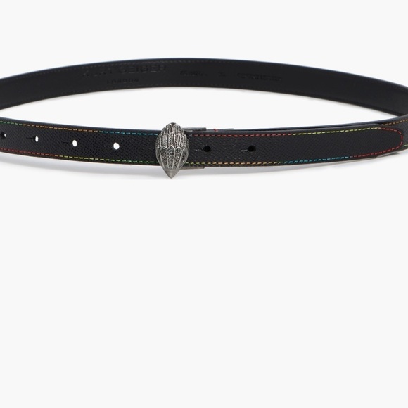 Kurt Geiger belt women's M/L leather skinny Eagle buckle bird  Safiano Leather - Picture 1 of 8